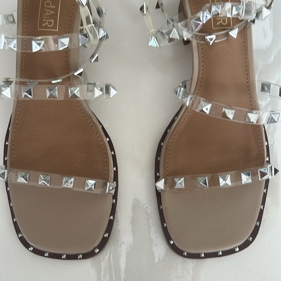 CloudAir Silver Studded Clear Strappy Block Heel Comfort Sandal Womens Sz 7.5 - Picture 5 of 14